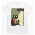 Vintage Japanese Cat Book Lovers UFO Alien Abduction Cat Dad Unisex T-Shirt Vintage Japanese Cat Book Lovers UFO Alien Abduction Cat Dad Unisex T-Shirt