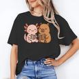 Capybara Axolotl Kawaii Kids Anime Book Lover Reading Unisex T-Shirt