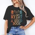 Cat & Book Art For Men Women Cat Librarian Novel Book Lover Unisex T-Shirt