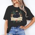 Cat On Open Book Mushrooms Ferns Dark Academia Unisex T-Shirt Cat On Open Book Mushrooms Ferns Dark Academia Unisex T-Shirt