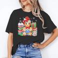Christmas Gingerbread Man Reading Book Snowflake Teacher Unisex T-Shirt