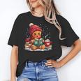 Cozy Gingerbread Christmas Reading Book Xmas Snowflakes Fall Unisex T-Shirt