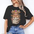Cute Baby Highland Cow Reading Book Librarian Bookworm Unisex T-Shirt