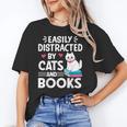 Easily Distracted By Cats And Books Cute Cat And Book Lovers Unisex T-Shirt Easily Distracted By Cats And Books Cute Cat And Book Lovers Unisex T-Shirt
