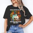 Easily Distracted By Dragons Books Cats Fantasy Book Lover Unisex T-Shirt