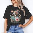 Just A Girl Who Loves Books Messy Bun Book Skeleton Bookworm Unisex T-Shirt