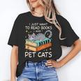 I Just Want To Read Books And Pet Cats Bookish Bookworm Unisex T-Shirt