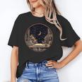 Moon Book Bookshelf Library Coffee Cup Star Stars Pattern Unisex T-Shirt
