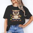 Owl Reading A Book Perched On A Branch Bookworm Unisex T-Shirt Owl Reading A Book Perched On A Branch Bookworm Unisex T-Shirt