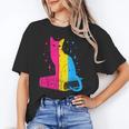 Pansexual Pride Celestial Cat Sitting Book LGBTQ Pan Colors Men Women Unisex T-Shirt