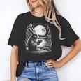 Rabbit Reading Book Full Moon Lake Scenery Unisex T-Shirt