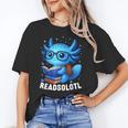Readsolotl Blue Kawaii Axolotl Book Lover Reading Unisex T-Shirt