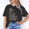 Sip Tea Pet Cats Read Books Repeat Book Cat Lover Unisex T-Shirt Sip Tea Pet Cats Read Books Repeat Book Cat Lover Unisex T-Shirt