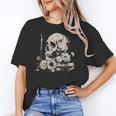 Skull Books Flowers Goth Reader Grunge Dark Alt Aesthetic Unisex T-Shirt Skull Books Flowers Goth Reader Grunge Dark Alt Aesthetic Unisex T-Shirt
