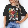 Stay Curious Monkey Reading Book Lover Bookworm Unisex T-Shirt
