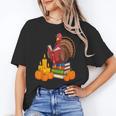Turkey Reading Books Fall Thanksgiving Teacher Book Unisex T-Shirt