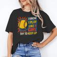 Women's Girls Softball Play Like A Girl Comic Book Pop Art Unisex T-Shirt Women's Girls Softball Play Like A Girl Comic Book Pop Art Unisex T-Shirt