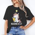 Women's Reading Is Lit Unicorn Library English Teacher Book Lover Unisex T-Shirt
