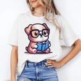Adorable Book Lover Bulldog With Reading Glasses Cute Raglan Baseball Tee Unisex T-Shirt
