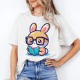 Adorable Book Lover Rabbit With Reading Glasses Cute Premium Unisex T-Shirt