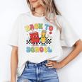 Back To School Checkered Book Pencil Groovy Teacher Student Unisex T-Shirt