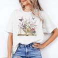 Book Flowers And Butterfly Beautiful Reading Reader Graphic Unisex T-Shirt