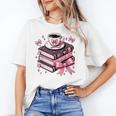 All Booked For Valentine's Teacher Coquette Bow Coffee Book Unisex T-Shirt All Booked For Valentine's Teacher Coquette Bow Coffee Book Unisex T-Shirt