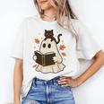 Books Ghost Reading Book Halloween Library Cat Fall Unisex T-Shirt Books Ghost Reading Book Halloween Library Cat Fall Unisex T-Shirt