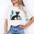 Cat Midcentury With Book And Coffee Atomic Age Mid Century Unisex T-Shirt