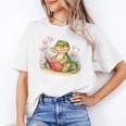 Crocodile Reading Book Watercolor Flowers Kids Unisex T-Shirt