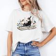 Cute Cat Flower Garden Book Kitty Reading Floral Men Women Girls Kids Unisex T-Shirt