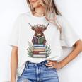 Cute Highland Cow With Book Floral Bookworm Librarian Book Unisex T-Shirt Cute Highland Cow With Book Floral Bookworm Librarian Book Unisex T-Shirt