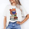 Cute Kawaii Kids Reading Books Glasses Red Panda Lover Unisex T-Shirt
