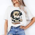 Cute Panda Reading Book Under Moon Bookworm Coffee Lover Unisex T-Shirt