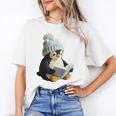 Cute Penguin Reading Book Faux-Crochet Print Unisex T-Shirt Cute Penguin Reading Book Faux-Crochet Print Unisex T-Shirt