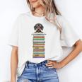 Cute Wiener Dog Dachshund Reading On Pile Of Books Unisex T-Shirt