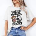 Easily Distracted By Cats And Books Lovers Reading Unisex T-Shirt
