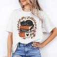Fall Book Teacher Cat Books Halloween Autumn Librarian Unisex T-Shirt