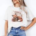 Fox And Book Lover Graphic For Women And Spring Pink Flower Unisex T-Shirt Fox And Book Lover Graphic For Women And Spring Pink Flower Unisex T-Shirt