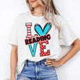 I Heart Books Love Reading Red And Stripe Animated Cat For Men Women Girls Kids Unisex T-Shirt