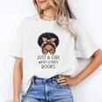 Just a Girl Who Loves Books Messy Bun Black Women Reading Unisex T-Shirt