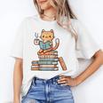 Kawaii Cat Coffee Books Teacher Men Women Girls Kids Unisex T-Shirt