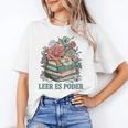 Leer ES Poder Cute Floral Spanish Teacher Book Reading Unisex T-Shirt