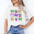 Mardi Gras Teacher Coquette Bow Pencil Apple Book Women Girl Unisex T-Shirt