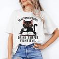 Read Banned Books Drink Coffee Fight Evil Retro Cat Unisex T-Shirt