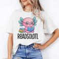 Readsolotl Cute Axolotl Reading Book Kawaii Pink Aesthetic Unisex T-Shirt