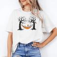Skeleton Reading Book In Hammock Halloween Reader Unisex T-Shirt