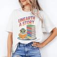 Unearth A Story Cute Turtle Reading Books Librarian Unisex T-Shirt