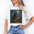 Van Gogh Starry Night Art Cat And Book Lovers Premium Tri-Blend Unisex T-Shirt