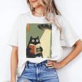 Vintage Japanese Cat Book Lovers UFO Alien Abduction Cat Dad Unisex T-Shirt Vintage Japanese Cat Book Lovers UFO Alien Abduction Cat Dad Unisex T-Shirt